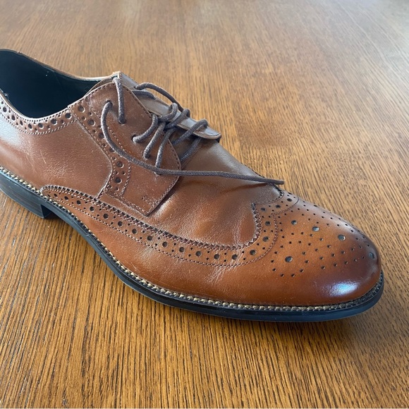 Stacy Adams Garrison Wing-Tip Oxfords Cognac Brown Tan - Picture 12 of 15